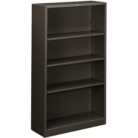 HON Brigade Steel Bookcase | 4 Shelves | 34-1/2"W | Charcoal Finish - 4 Shelf(ves) - 59" Height x 34.5" Width x 12.6" Depth - Ad