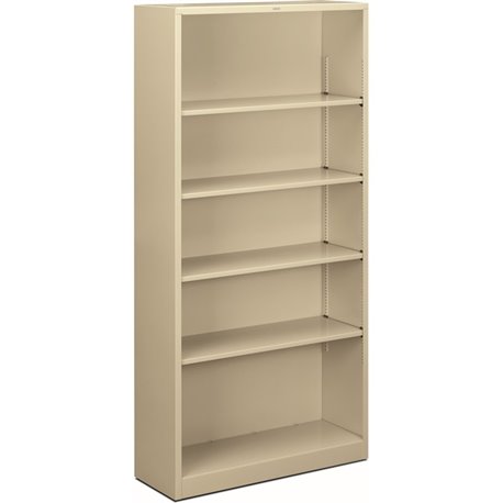 HON Brigade Steel Bookcase | 5 Shelves | 34-1/2"W | Putty Finish - 5 Shelf(ves) - 71" Height x 34.5" Width x 12.6" Depth - Adjus