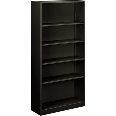 HON Brigade Steel Bookcase | 5 Shelves | 34-1/2"W | Black Finish - 5 Shelf(ves) - 71" Height x 34.5" Width x 12.6" Depth - Adjus