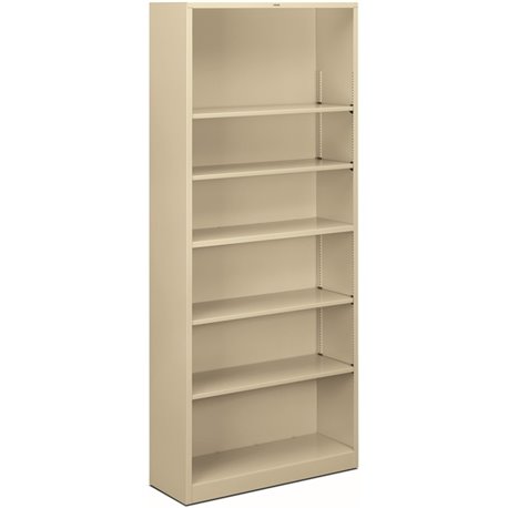 HON Brigade Steel Bookcase | 6 Shelves | 34-1/2"W | Putty Finish - 6 Shelf(ves) - 81.1" Height x 34.5" Width x 12.6" Depth - Adj