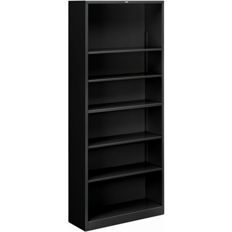 HON Brigade Steel Bookcase | 6 Shelves | 34-1/2"W | Black Finish - 6 Shelf(ves) - 81.1" Height x 34.5" Width x 12.6" Depth - Adj