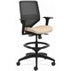 HON Solve Sitting Stool - Fabric Seat - Black Mesh Back - Black Frame - Mid Back - 5-star Base - Putty