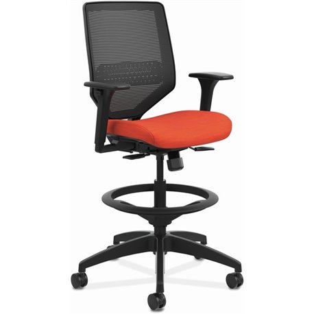 HON Solve Sitting Stool - Fabric Seat - Black Mesh Back - Black Frame - Mid Back - 5-star Base - Bittersweet