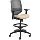 HON Solve Sitting Stool - Fabric Seat - Charcoal Mesh Back - Black Frame - Mid Back - 5-star Base - Putty