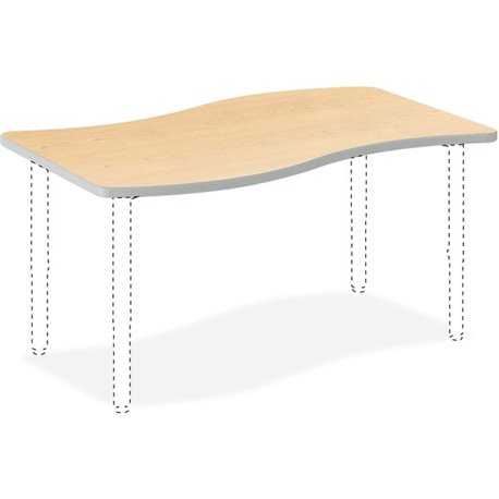 HON Build Series Ribbon Shape Tabletop - Ribbon Top - 6 Seating Capacity - 25" to 34" Adjustment x 54" Width x 30" Depth - Natur