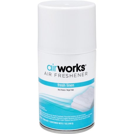 AirWorks Metered Aerosol Air Fresheners - Aerosol - 6000 ft� - 7 oz - Fresh Linen - 12 / Carton