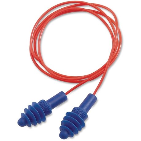 Howard Leight AirSoft Polycord Earplugs - Noise Protection - Thermoplastic Elastomer (TPE) - Red - Corded, Comfortable - 100 / B