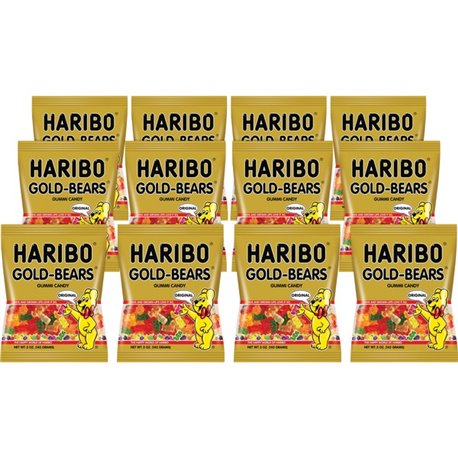 HARIBO Gold-Bears Gummi Candy - Lemon, Orange, Pineapple, Raspberry, Strawberry - 5 oz - 12 / Carton