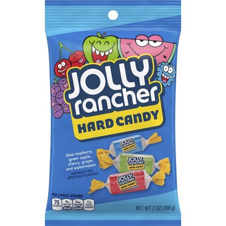 Jolly Rancher Hard Candy - Green Apple, Blue Raspberry, Cherry, Watermelon, Grape - Individually Wrapped, Trans Fat Free - 7 oz 