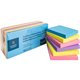 Business Source 3x3 Extreme Colors Adhesive Notes - 100 - 3" x 3" - Square - Assorted - Repositionable, Solvent-free Adhesive - 