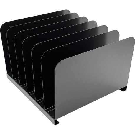 Huron Vertical Desk Organizer - 6 Compartment(s) - Vertical - 8" Height x 11" Width x 12" Depth - Durable - Black - Steel - 1 Ea