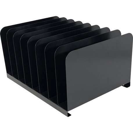 Huron Vertical Desk Organizer - 8 Compartment(s) - Vertical - 7.8" Height x 11" Width x 15" Depth - Durable - Black - Steel - 1 