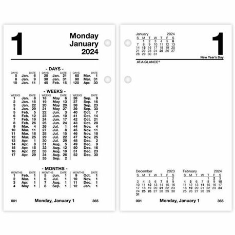 At-A-Glance 2-Color Desk Pad - Extra Large Size - Julian Dates - Yearly - 12 Month - January 2024 - December 2024 - 1 Month Sing
