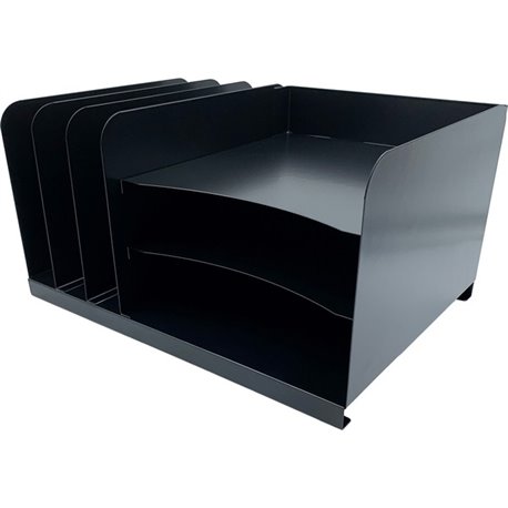 Huron Combo Slots Desk Organizer - 6 Compartment(s) - Horizontal/Vertical - 8" Height x 15" Width x 11" Depth - Durable - Black 