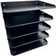 Huron Horizontal Slots Desk Organizer - 5 Compartment(s) - Horizontal - 12" Height x 8.8" Width x 12" Depth - Durable - Black - 