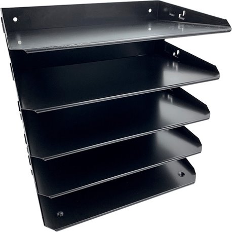 Huron Horizontal Slots Desk Organizer - 5 Compartment(s) - Horizontal - 12" Height x 8.8" Width x 12" Depth - Durable - Black - 