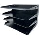 Huron Horizontal Slots Desk Organizer - 4 Compartment(s) - Horizontal - 15" Height x 9.3" Width x 8.6" Depth - Durable - Black -