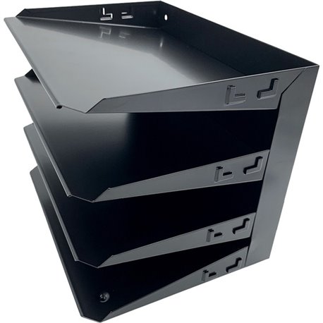 Huron Horizontal Slots Desk Organizer - 4 Compartment(s) - Horizontal - 9" Height x 12" Width x 8.7" Depth - Durable - Black - S