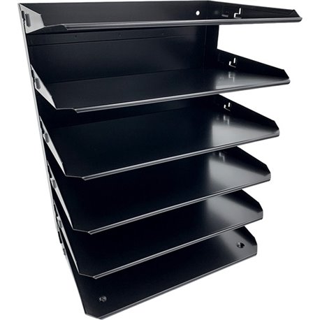 Huron Horizontal Slots Desk Organizer - 6 Compartment(s) - Horizontal - 15" Height x 8.8" Width x 12" Depth - Durable, Label Hol