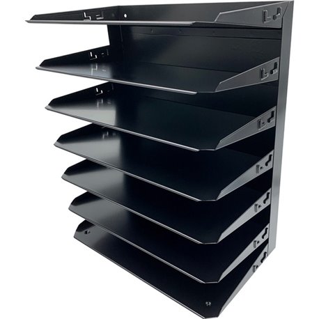 Huron Horizontal Slots Desk Organizer - 7 Compartment(s) - Horizontal - 15" Height x 15" Width x 8.8" Depth - Durable - Black - 