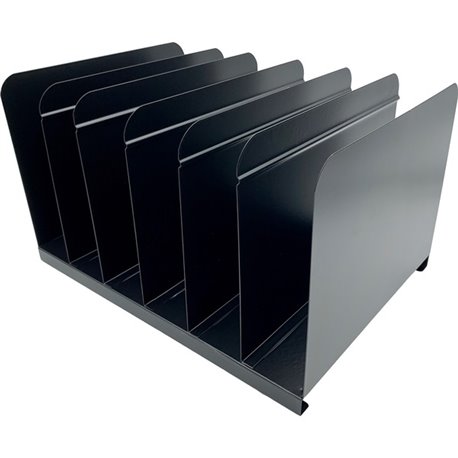 Huron 6-slot Vertical Book Rack - 6 Compartment(s) - Vertical - 9" Height x 15" Width x 11" Depth - Durable - Black - Steel - 1 