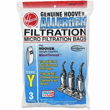 Hoover Type Y Allergen Filtration Bags - 3 / Pack - Type Y - Black