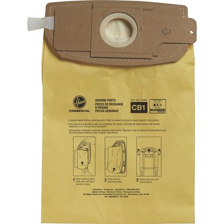 Hoover HushTone 6-Quart Vacuum Bags - 1 / Pack - Type CB1 - 1.50 gal - Durable, Self-sealing, Disposable, Micro Allergen - Yello