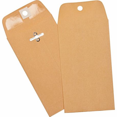 Business Source Heavy Duty Clasp Envelope - Clasp - 3 3/8" Width x 6" Length - 28 lb - Clasp - Kraft - 100 / Box - Brown Kraft