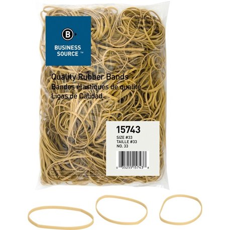 Business Source Quality Rubber Bands - Size: 33 - 3.5" Length x 0.1" Width - Sustainable - 600 / Pack - Rubber - Crepe