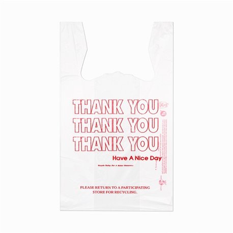 Inteplast T-Shirt Bags - 11.50" Width x 21" Length - 0.49 mil (13 Micron) Thickness - White - Plastic - 900/Carton - Shopping, S