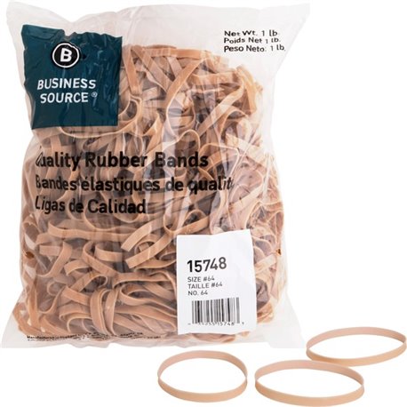 Business Source Quality Rubber Bands - Size: 64 - 3.3" Length x 0.3" Width - Sustainable - 320 / Pack - Rubber - Crepe