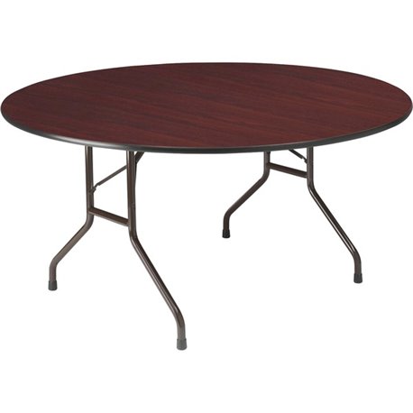 Iceberg Premium Wood Laminate Folding Table - For - Table TopMahogany Round, Melamine Top - Traditional Style - 500 lb Capacity 