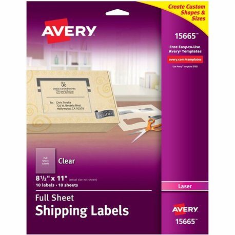 Avery Easy Peel Return Address Labels - Permanent Adhesive - Laser - Clear - Film - 1 / Sheet - 50 Total Sheets - 50 Total Label