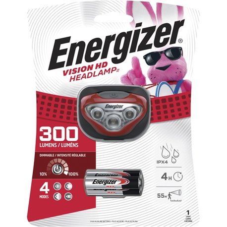 Energizer Vision HD LED Headlamp - LED - 300 lm Lumen - 3 x AAA - Red - 1 / Pack