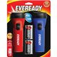 Eveready LED Economy Flashlight - LED - 9 lm Lumen - 1 x D - Polypropylene - Blue, Red - 2 / Pack