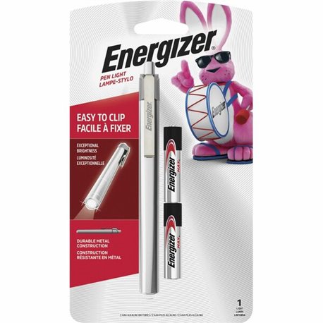 Energizer LED Pen Light - LED - 35 lm Lumen - 2 x AAA - Battery - Stainless Steel - Impact Resistant, Drop Resistant - Silver - 