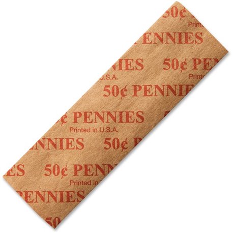 ICONEX Color-coded Flat Coin Wrappers - Total $0.50 in 1� Denomination - Color Coded, Sturdy - Kraft Paper - Red - 1000 / Pack