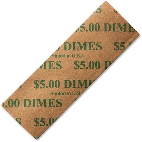 ICONEX Color-coded Flat Coin Wrappers - Total $5.0 in 10� Denomination - Color Coded, Sturdy - Kraft Paper - Green - 1000 / Pack