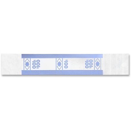 ICONEX Currency Straps - $100 Denomination - Sturdy, Color Coded, Adhesive - Kraft Paper - Blue - 1000 / Pack