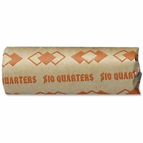 ICONEX Tubular Kraft Paper Coin Wrappers - Total $10 in 25� Denomination - Sturdy, Color Coded - Kraft Paper - Orange - 1000 / C