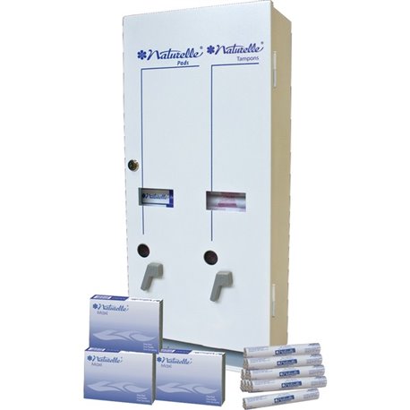 Impact Dual Vendor Hygiene Dispenser - 12 x Sanitary Napkin, 19 x Tampon - 24" Height x 10.8" Width x 5.5" Depth - Metal - White