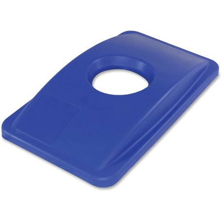 Thin Bin Round Cut Out Blue Lid - Rectangular - 1 Each - Blue