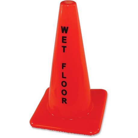 Impact Wet Floor Orange Safety Cone - 1 Each - English - Wet Floor Print/Message - 10.7" Width x 18.1" Height - Cone Shape - Hea