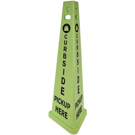 Impact TriVu 3-sided Curbside Pickup Safety Sign - 1 Each - 14.8" Width x 40" Height x 14.8" Depth - Cone Shape - Three-sided, U