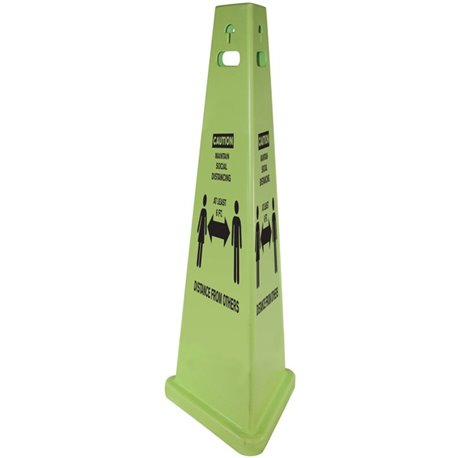 Impact TriVu Social Distancing 3 Sided Safety Cone - 3 / Carton - Caution Maintain Social Distancing, At Least 6 Ft Distance fro