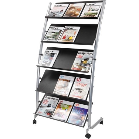 Alba Large Mobile Literature Display - 350 x Sheet - 5 Compartment(s) - Compartment Size 12.99" x 28.35" - 65.4" Height x 32.3" 