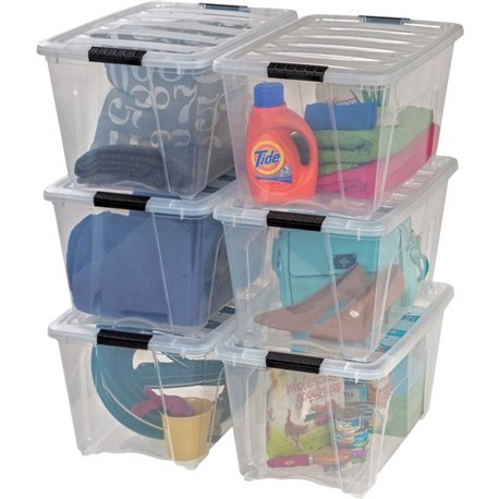 IRIS Stackable Clear Storage Boxes - Internal Dimensions: 16.10" Length x 11.60" Width x 12.20" Height - External Dimensions: 22