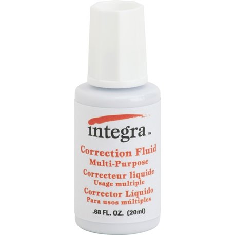 Integra Multipurpose Correction Fluid - Brush Applicator - 22 mL - White - 1 Each