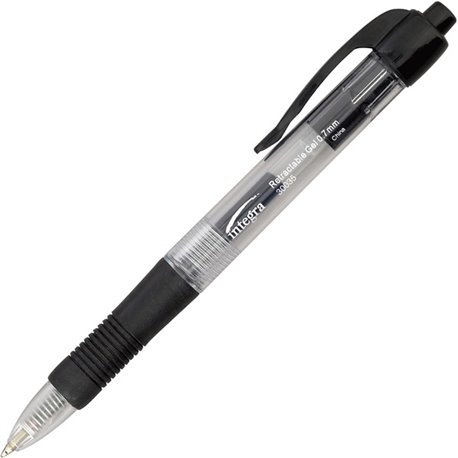 Integra Retractable 0.7mm Gel Pens - Medium Pen Point - 0.7 mm Pen Point Size - Retractable - Black Gel-based Ink - Clear Barrel