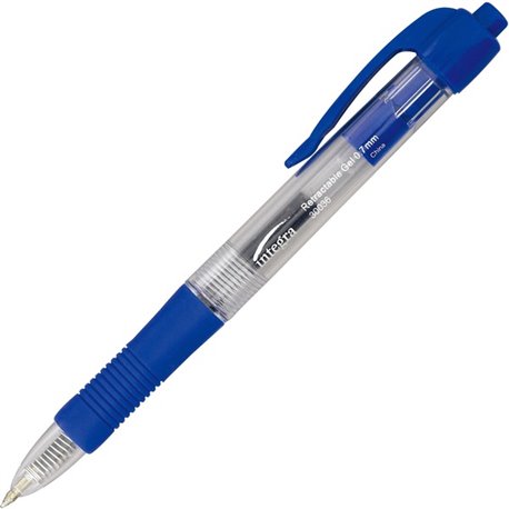 Integra Retractable 0.7mm Gel Pens - Medium Pen Point - 0.7 mm Pen Point Size - Retractable - Blue Gel-based Ink - Clear Barrel 